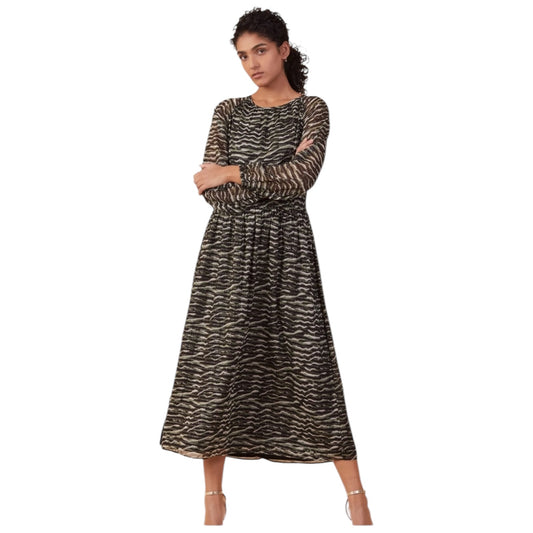 Great Plains Green Winter Sheen Long Sleeve Round Neck Midi Dress - 14 - NEW