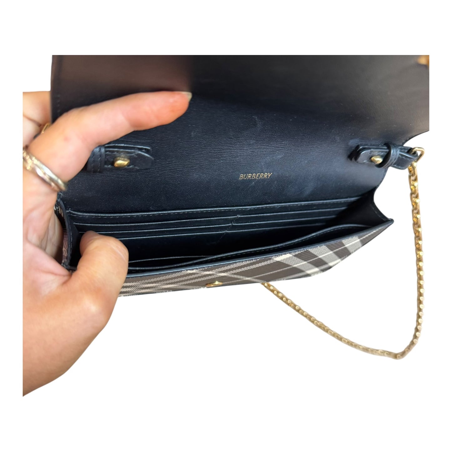 Burberry Black and Calico Check Wallet on Chain