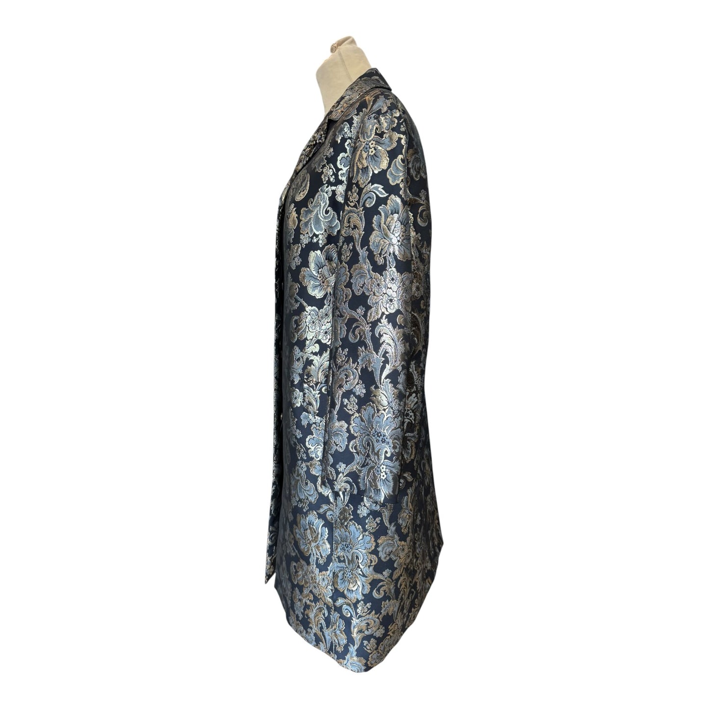 'S Max Mara Navy Brocade Coat - 12