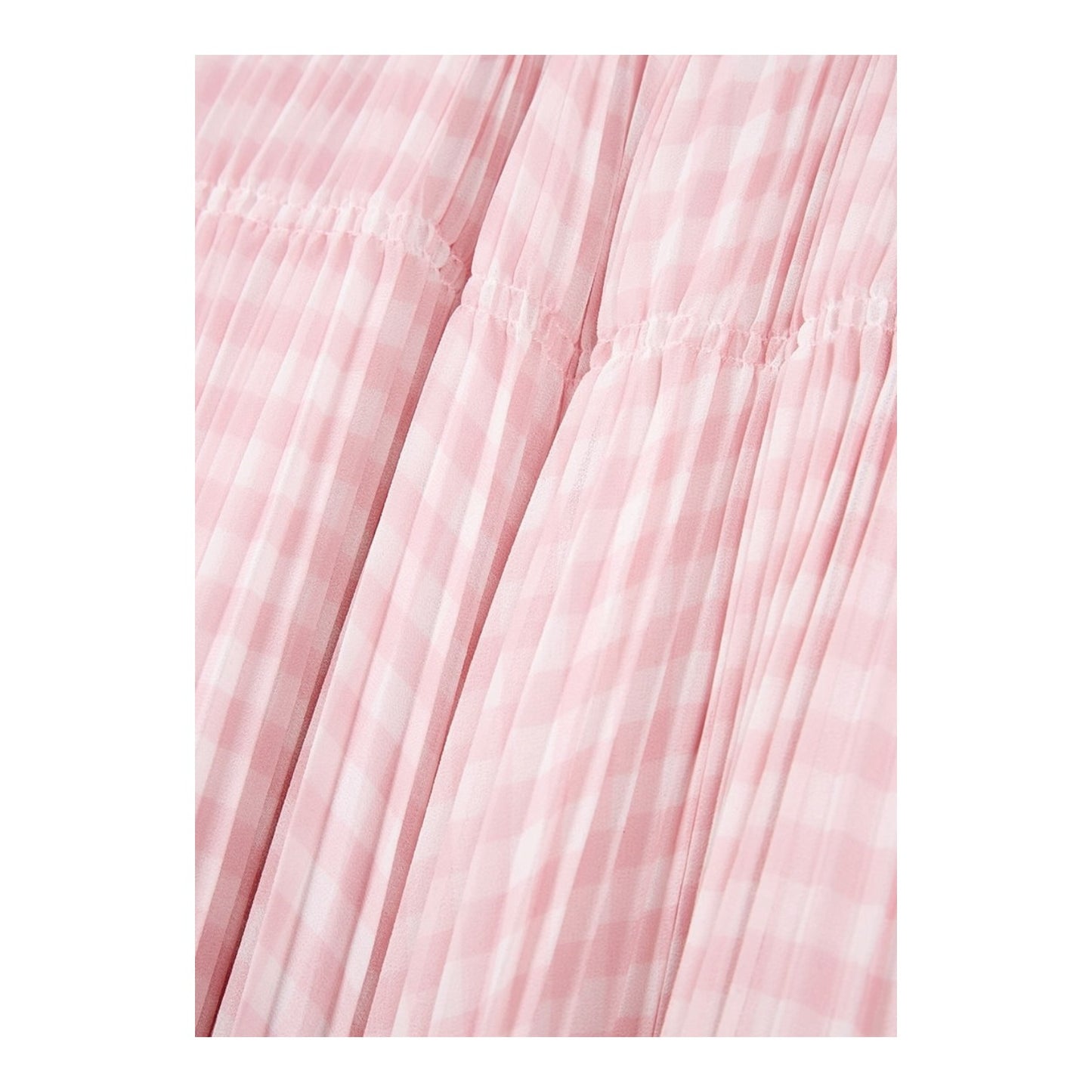 Self-Portrait Gingham Plissé Chiffon Midi Dress - 10 - NEW