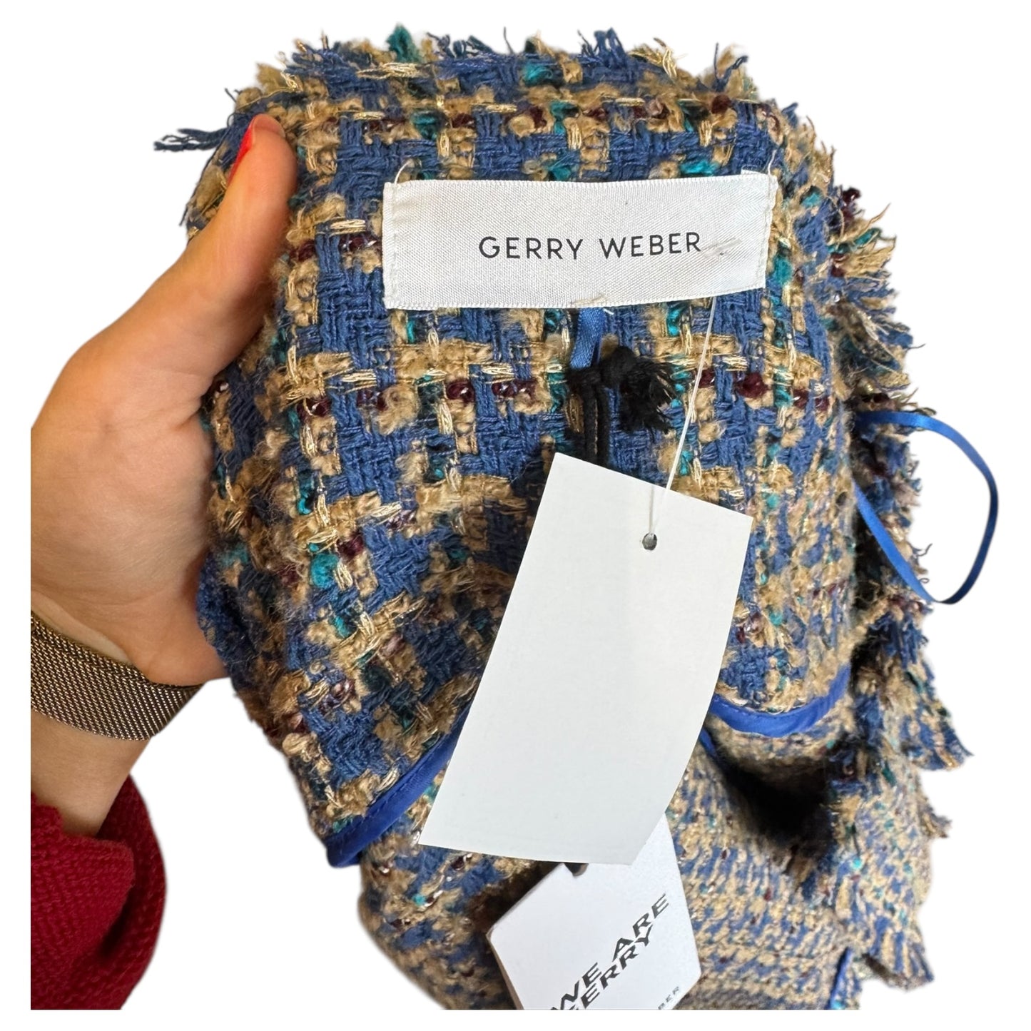 Gerry Weber Blue & Camel Houndstooth Jacket - 22 - NEW