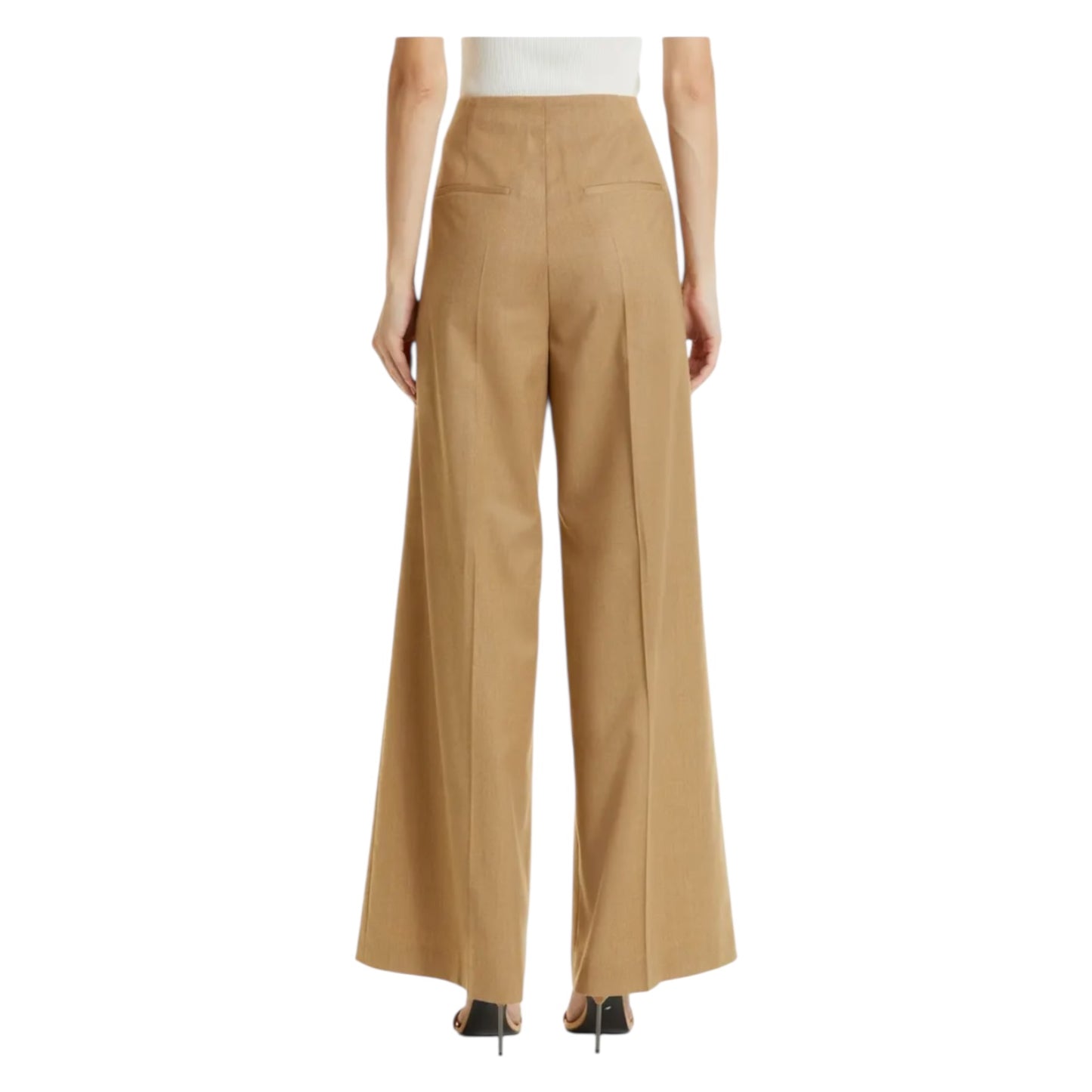 Hugo Boss Tocalita Camel Flare Leg Stretch Wool Trousers - 6/8