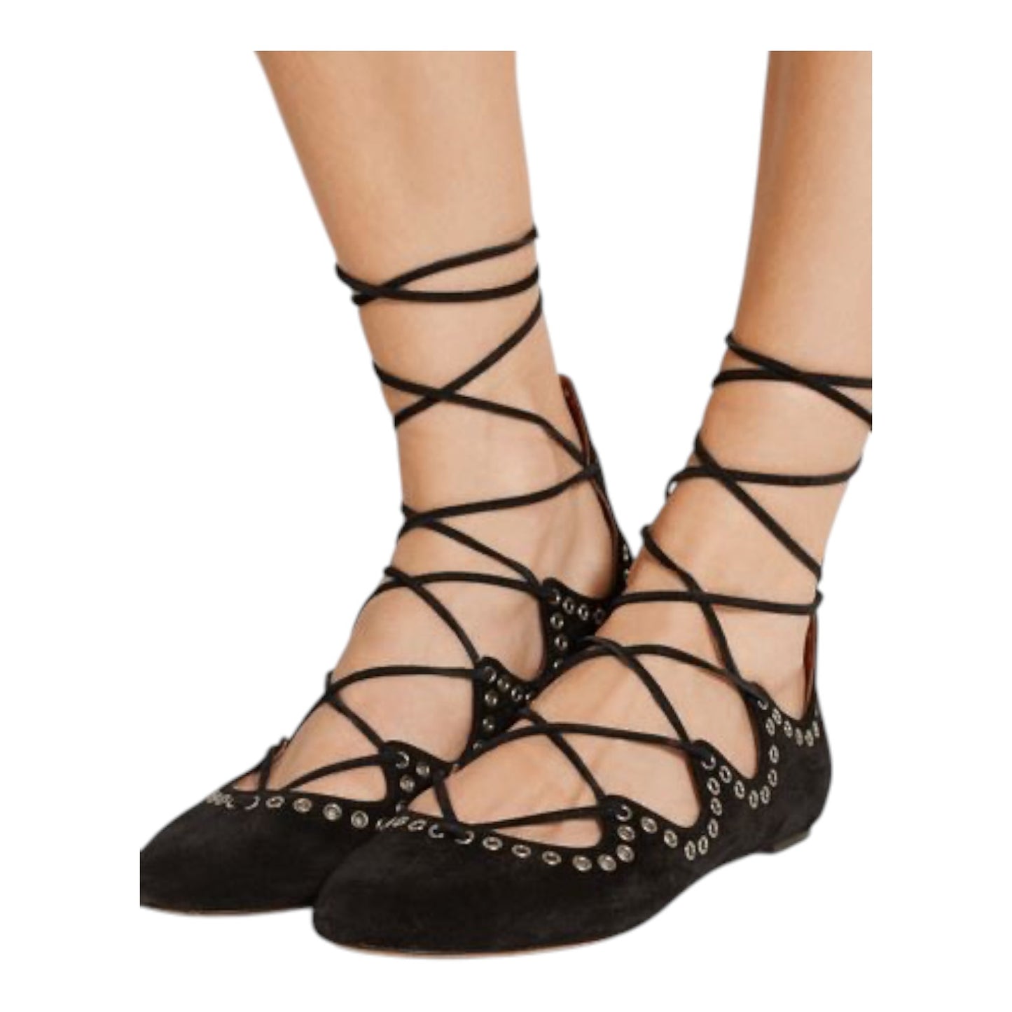 Isabel Marant Black Leo Lace Up Ballet Flats - 41/8