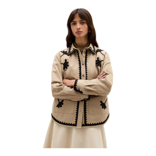 Piombo Beige and Black Trim Cotton Jacket - 10