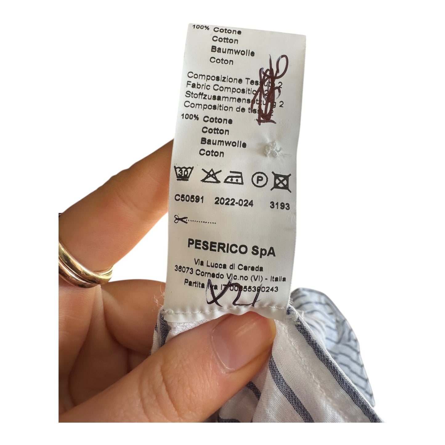 Perserico White and Navy Cotton Shirt - 12