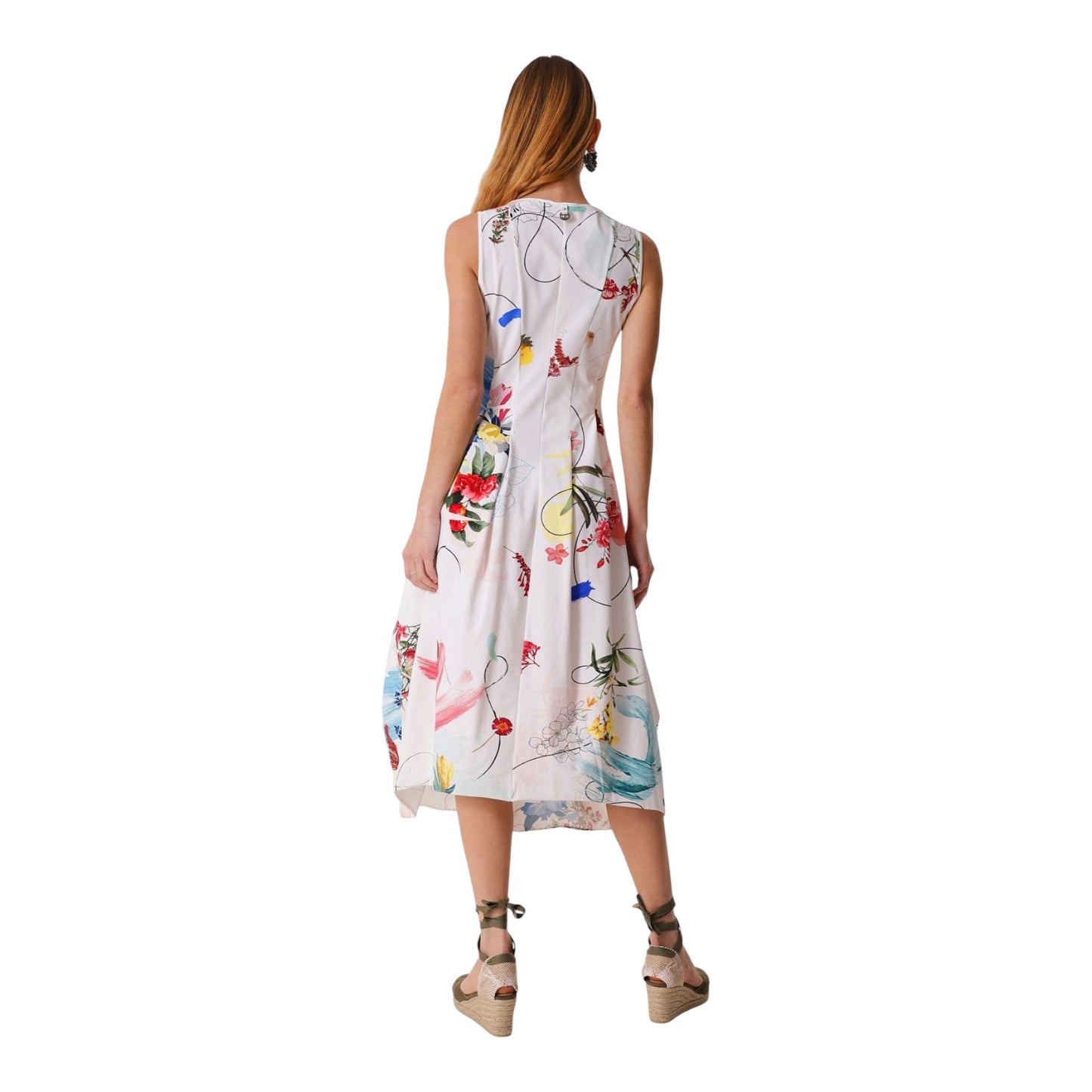 High At Length Floral Sleeveless Midi Dress - 12