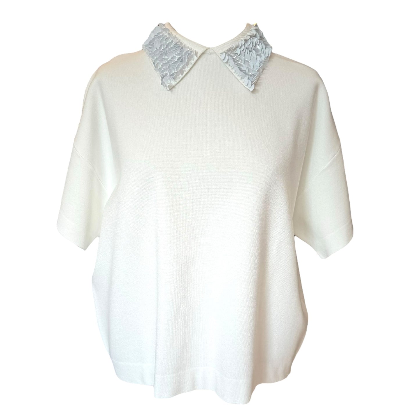 Essentiel White Top with Sparkle Collar - 8/10 - NEW