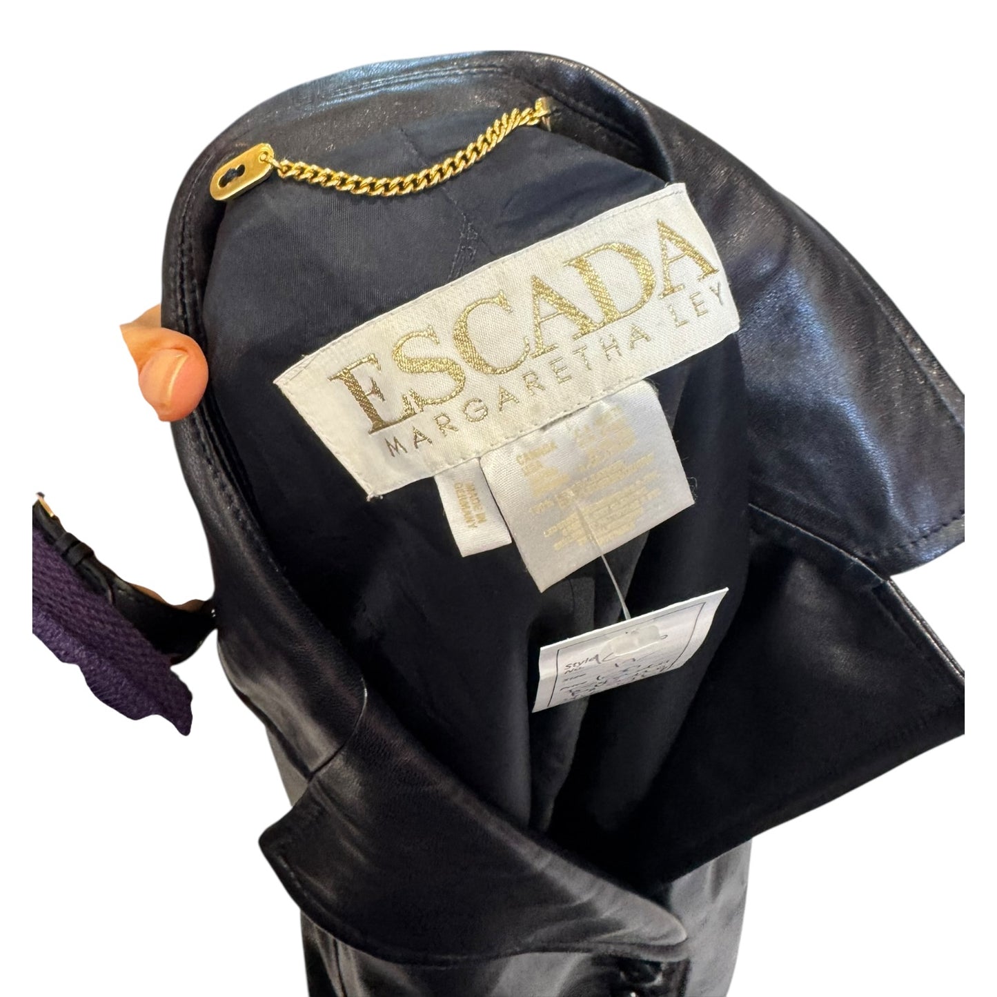 Escada Black Longline Leather Jacket - 12