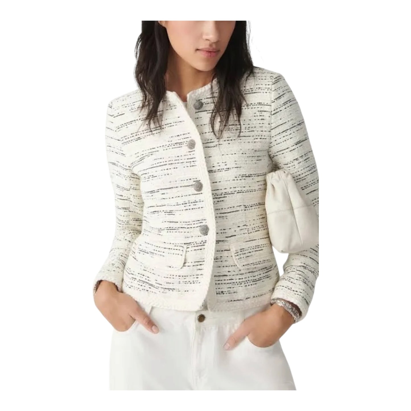 Ba&sh Cream and Black Tweed Roza Jacket - 6/8