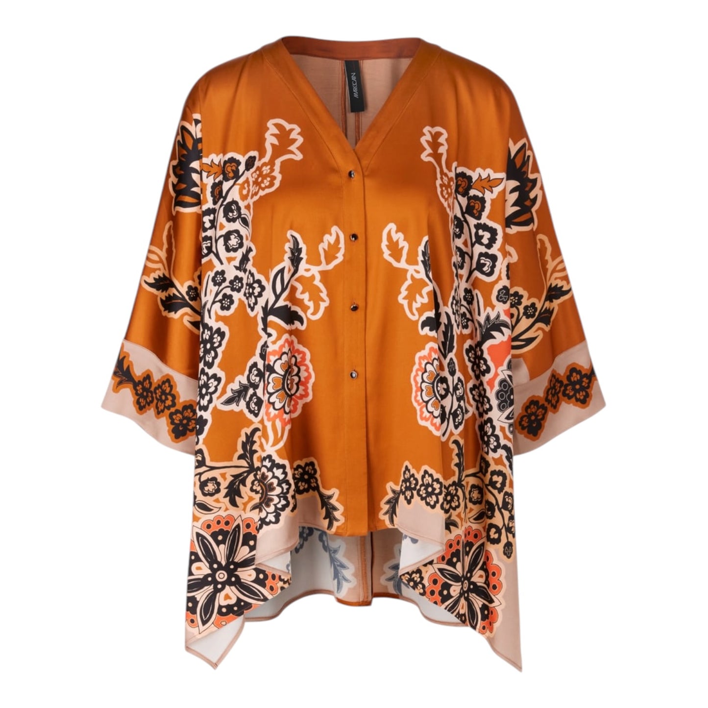 Marc Cain Ourika Gardens Orange and Black Floral Top - 16