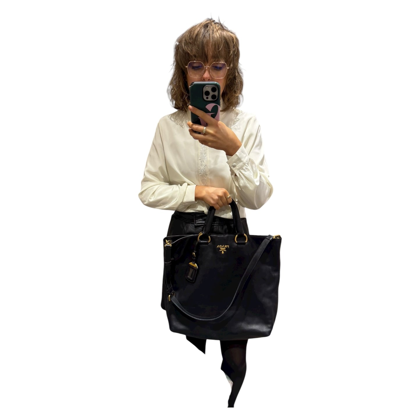 Prada Black Vitello Daino Tote