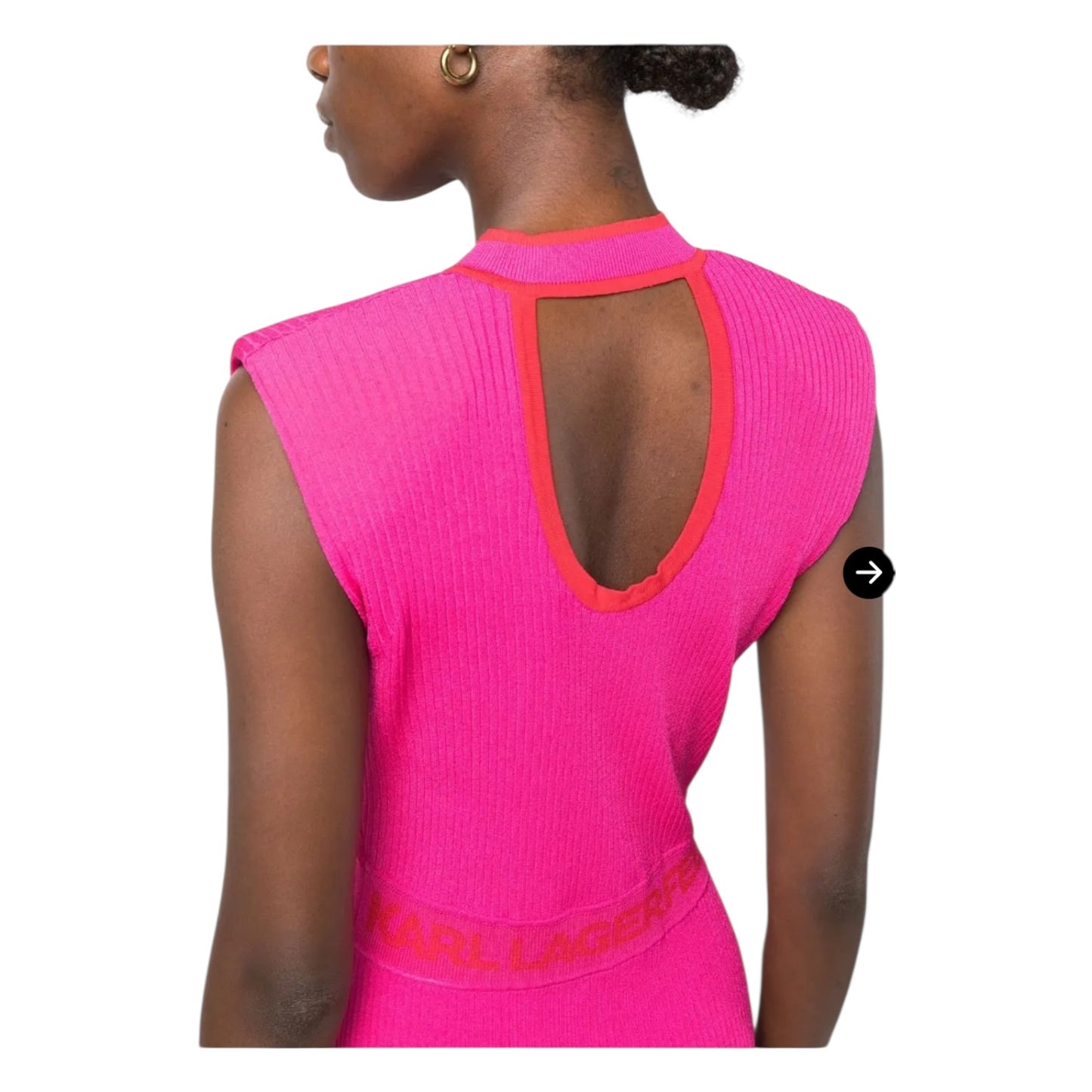 Karl Lagerfeld Pink and Red Sleeveless Knitted Midi Dress - 10