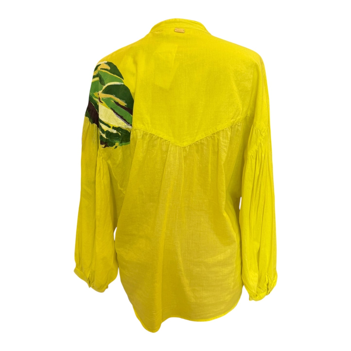 Pom Yellow Leaf Motif Blouse - 12 - NEW