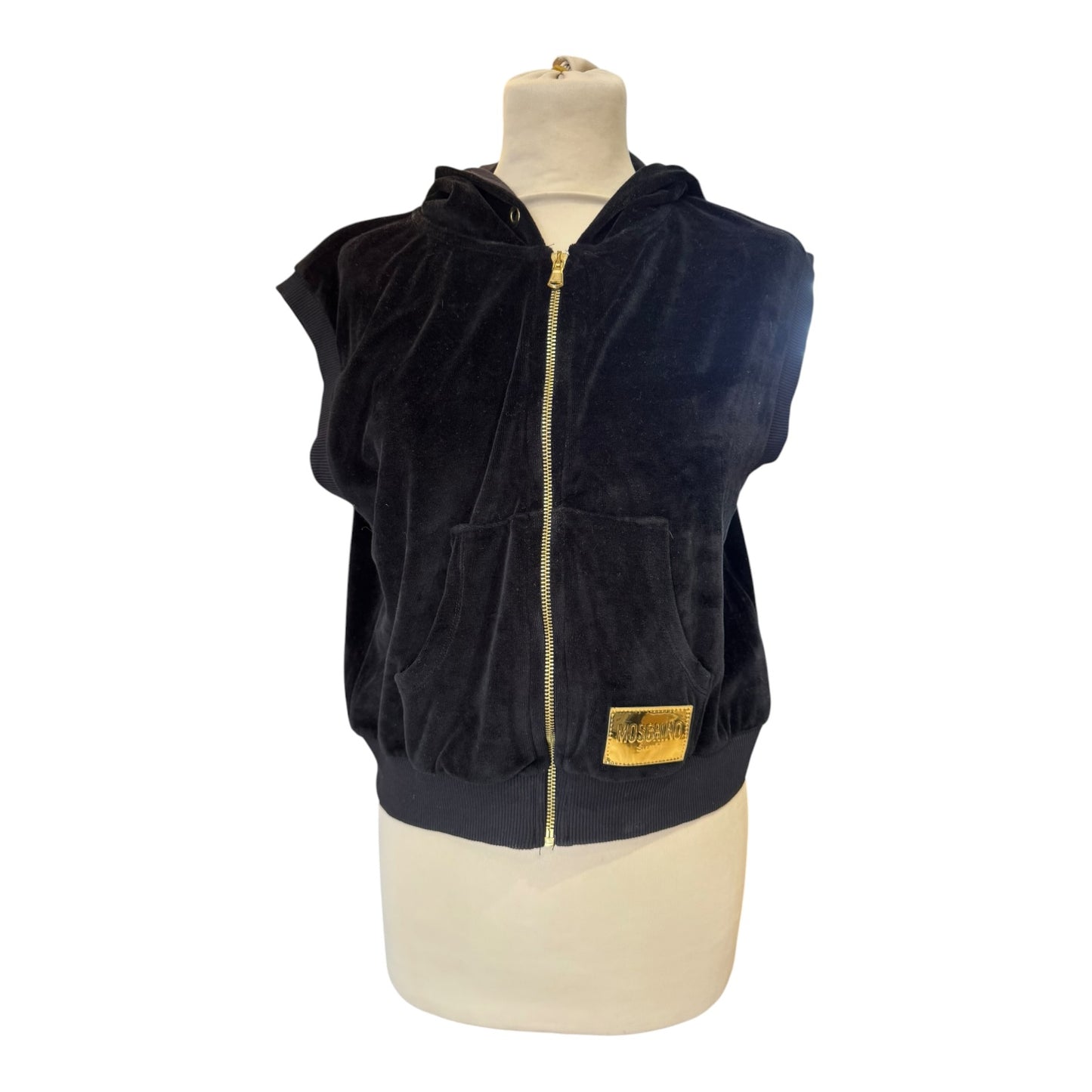 Moschino Black Velvet Sleeveless Gilet - 10