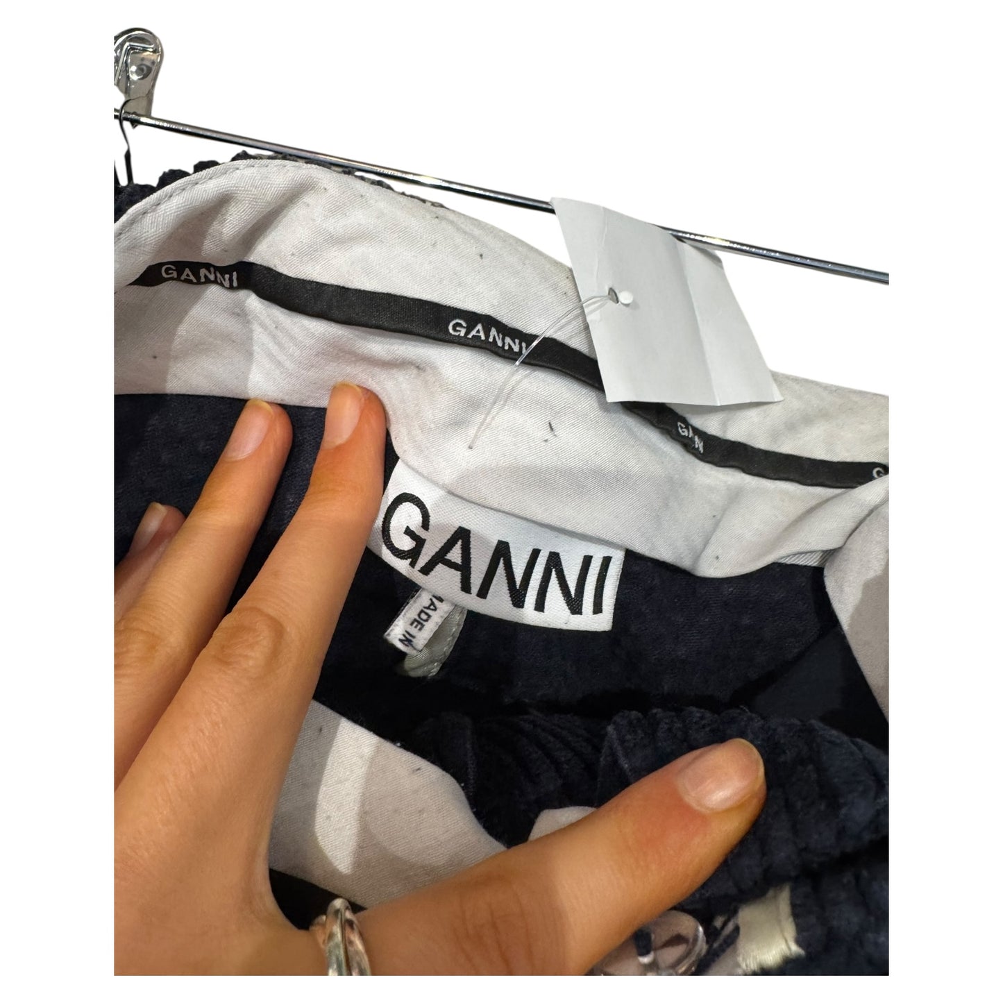 Ganni Navy Cord Barrel Leg Trousers - 10/12