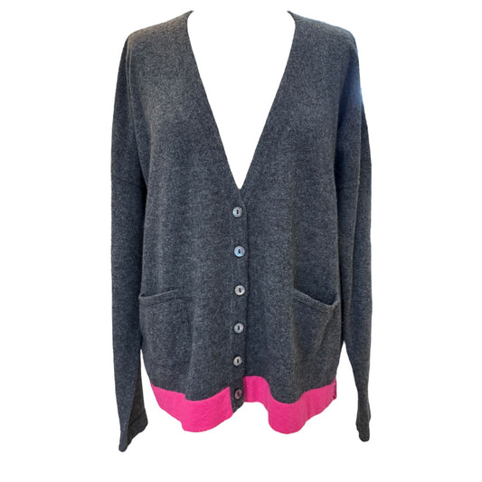 Moray Grey and Cerise Cashmere Cardigan - 12