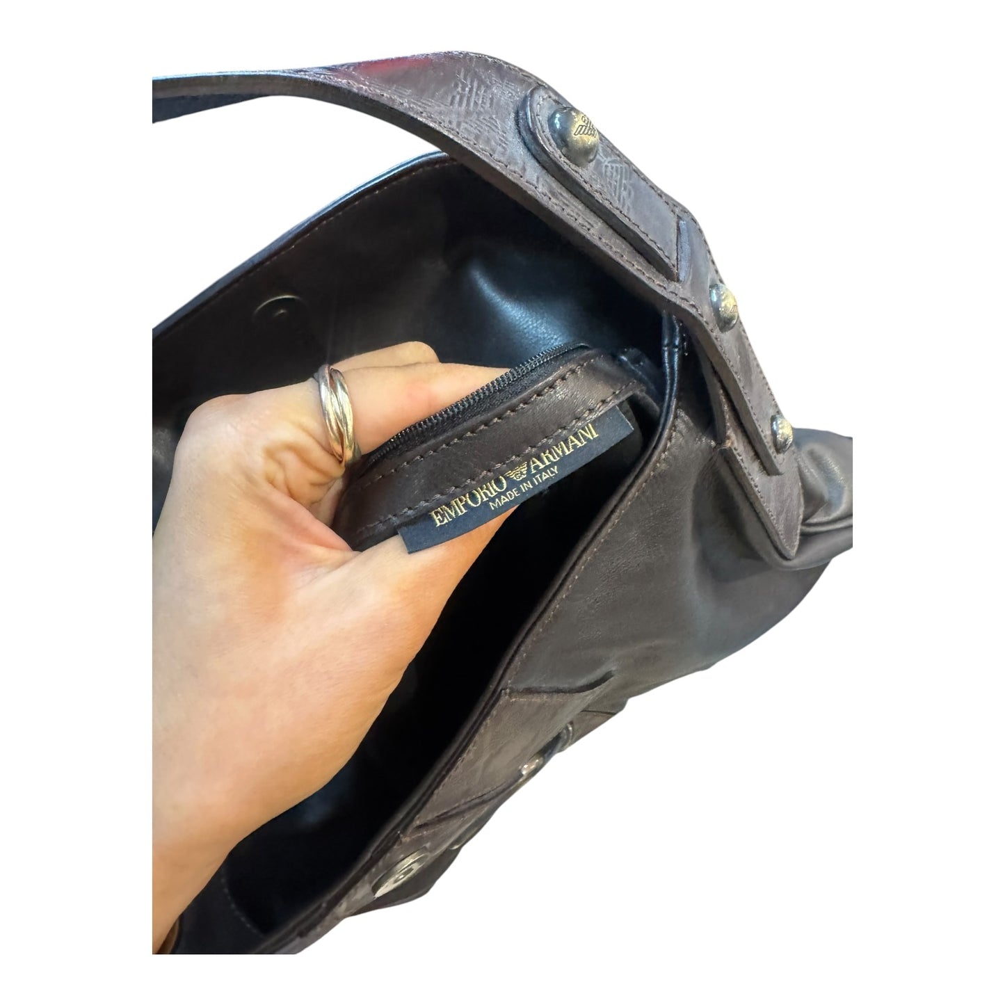 Emporio Armani Brown Leather Hobo Bag