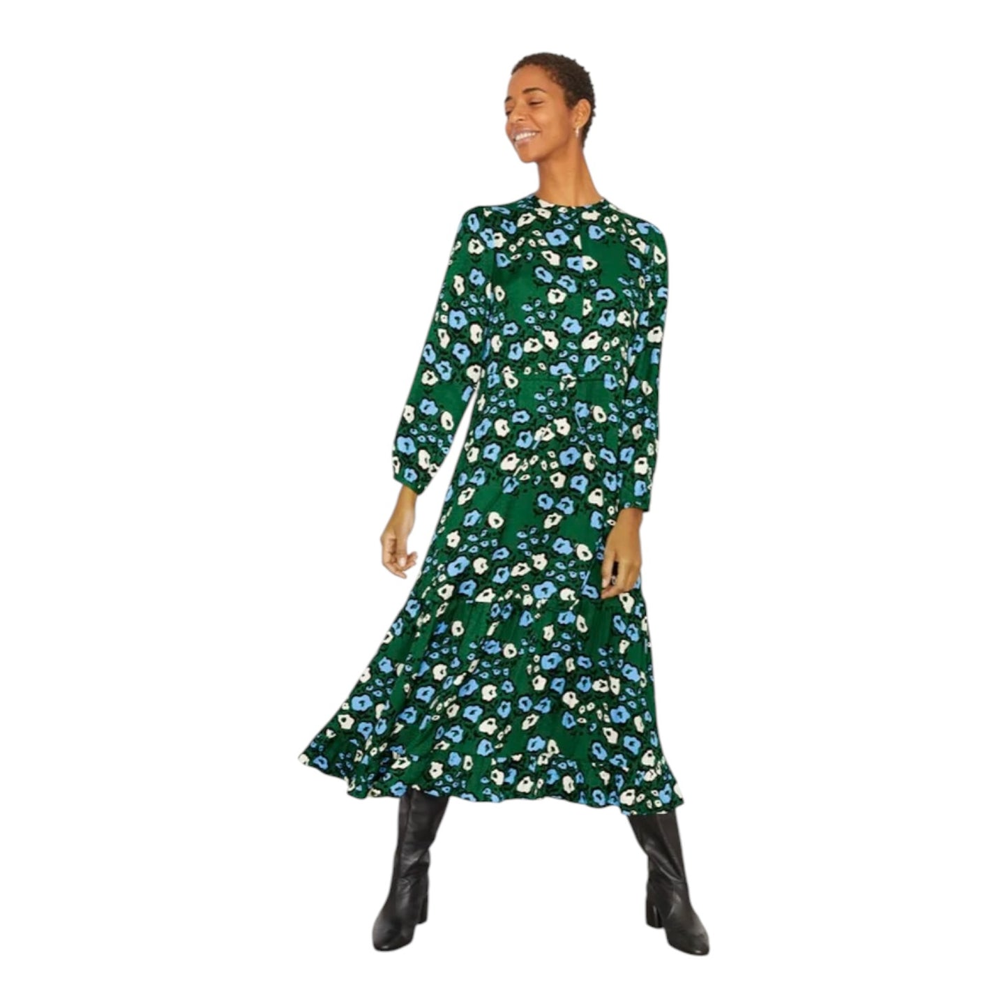 Jigsaw Blue and Green Floral Midi Dress - 14