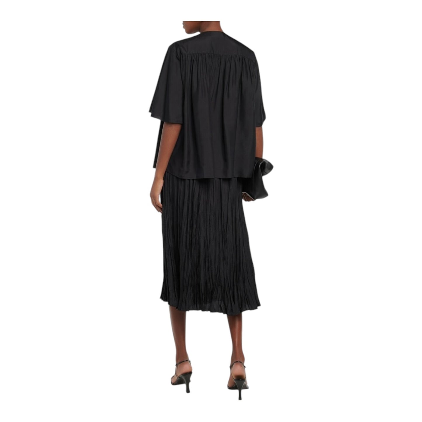 Joseph Bristow Black Gathered Silk Blouse - 10
