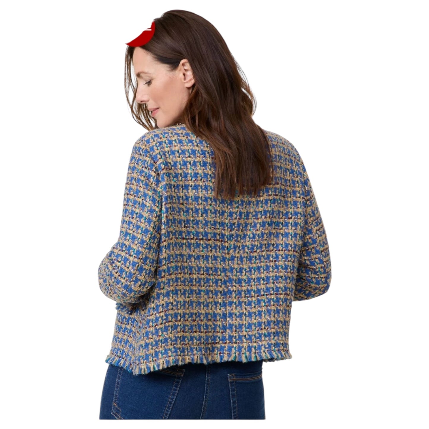 Gerry Weber Blue & Camel Houndstooth Jacket - 22 - NEW
