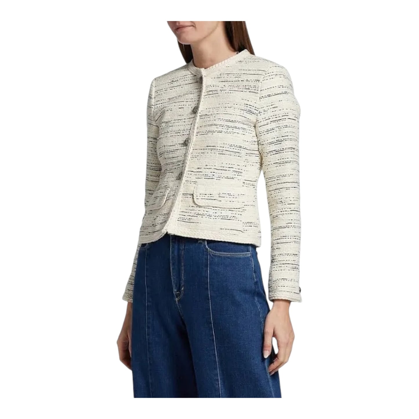 Ba&sh Cream and Black Tweed Roza Jacket - 6/8