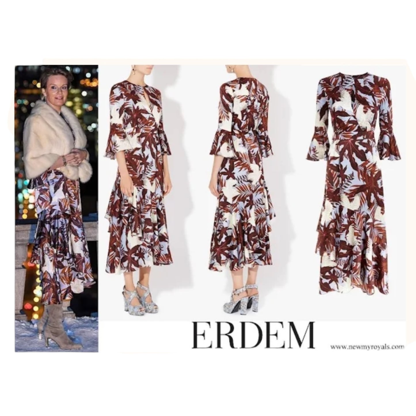 Erdem Blue and Burgundy Florence Silk Dress - 12