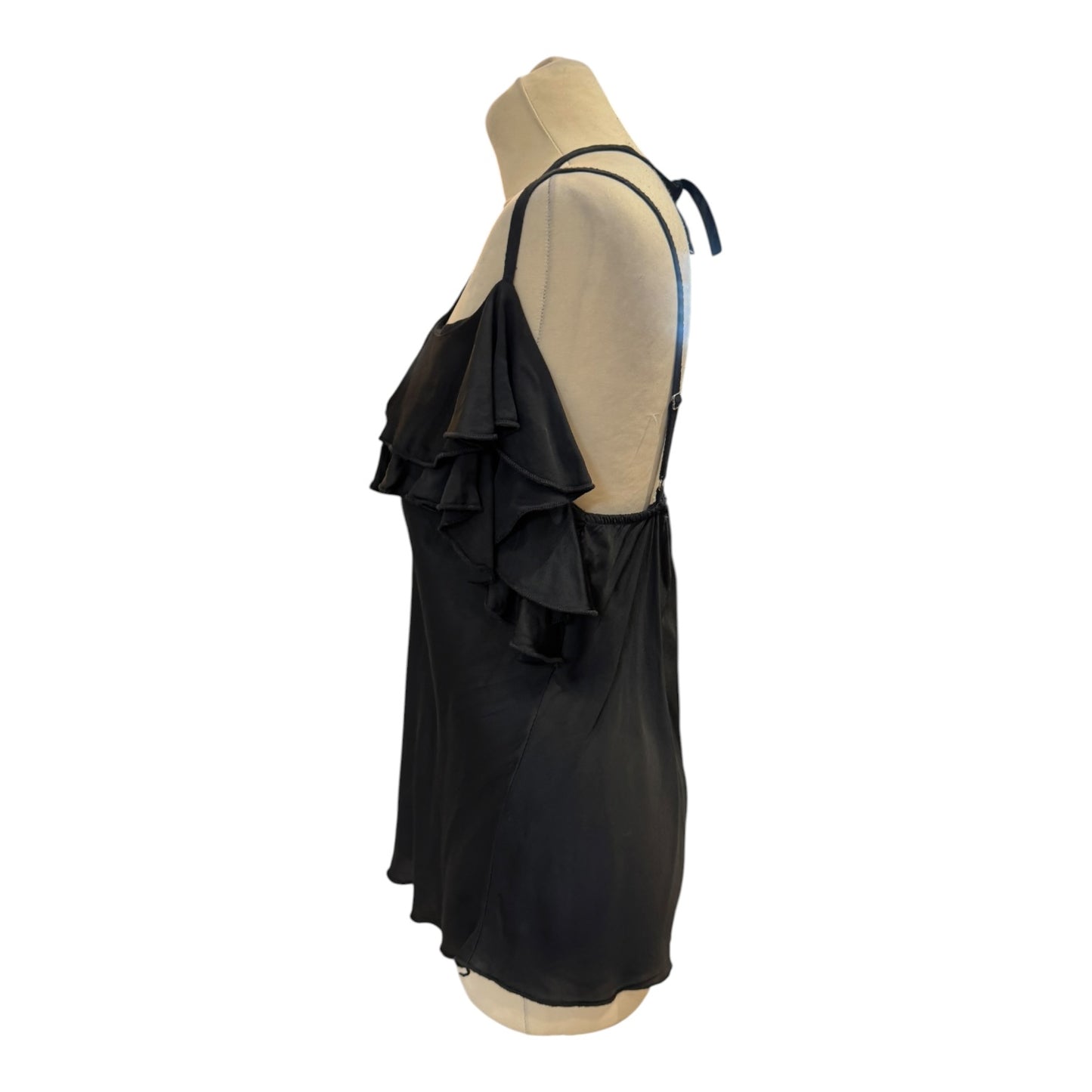 Costa Mani Black Ruffle Double Strap Top - 10
