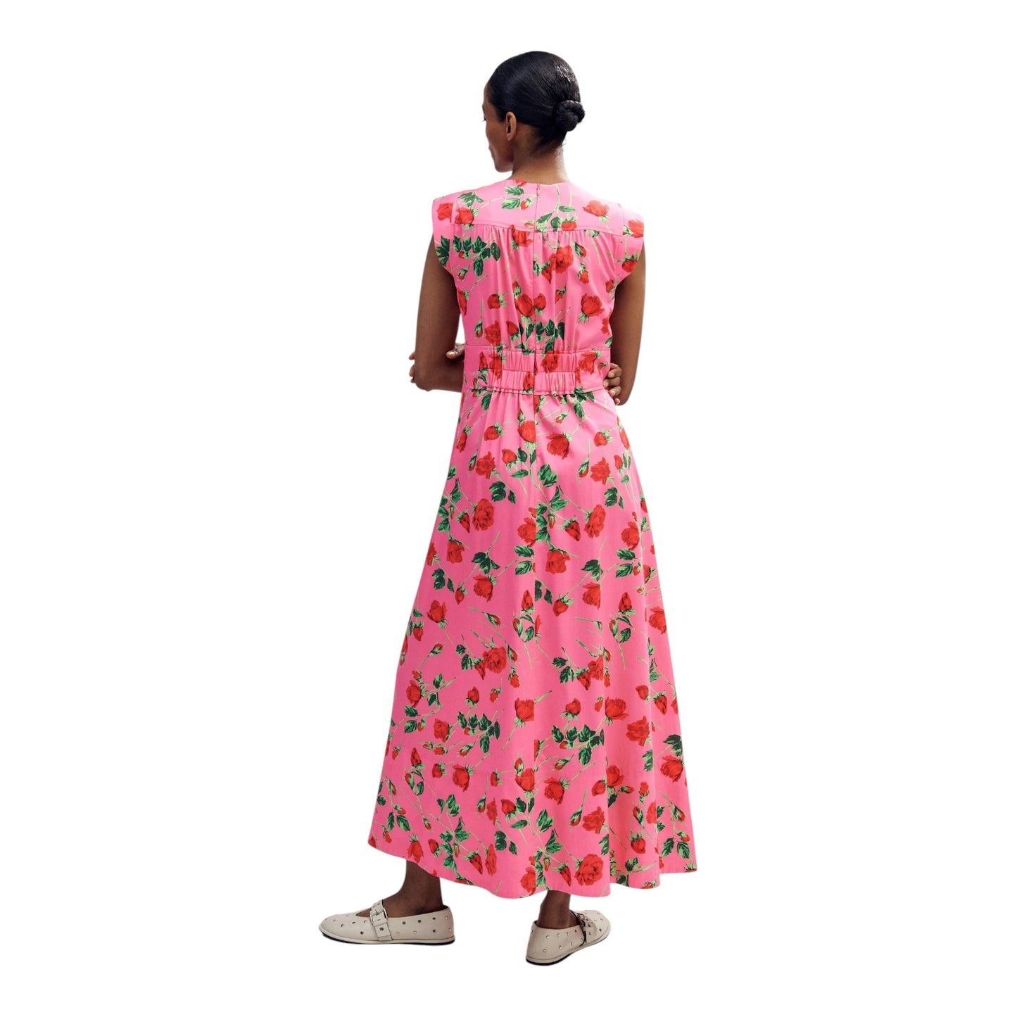 Me + Em Pink Cotton Rose Print Maxi Dress - 10