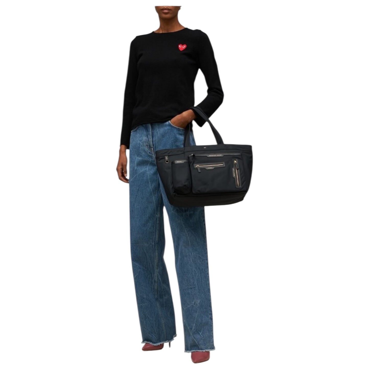Anya Hindmarch Black E/W Multi Pocket Tote