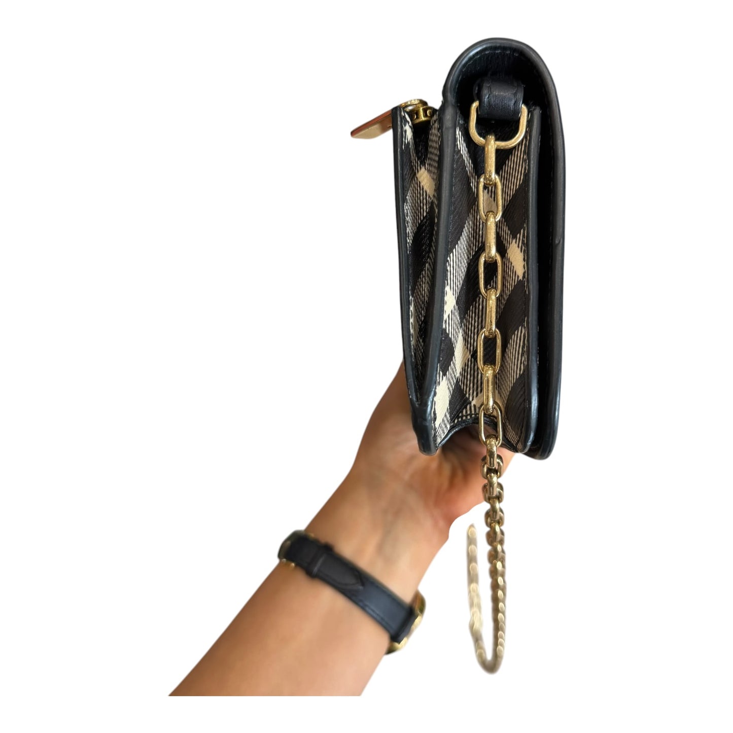 Burberry Black and Calico Check Wallet on Chain