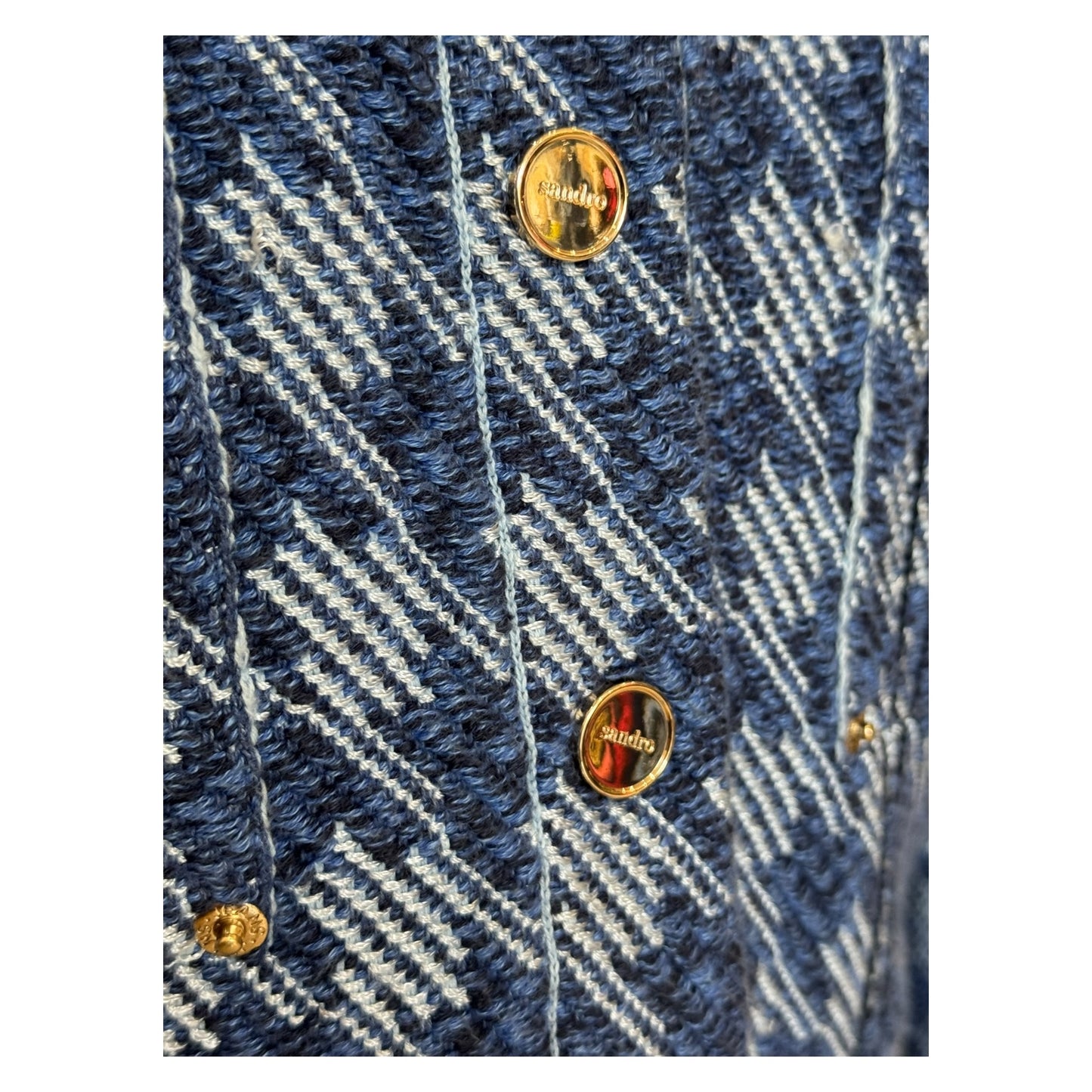 Sandro Blue Tweed Cardigan - 8 (Oversized)