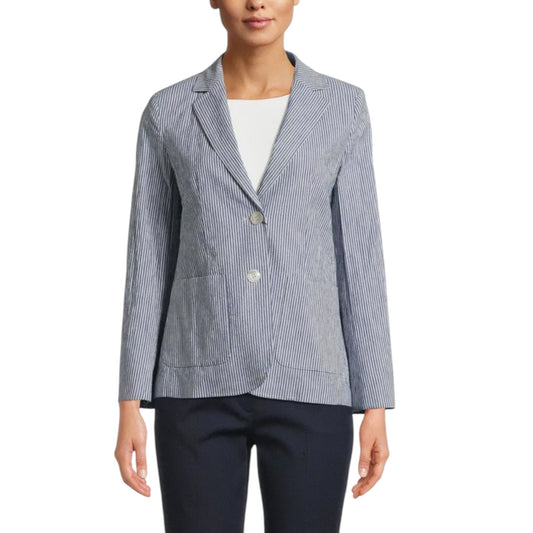 Weekend Max Mara 'Aletta' Blue and White Stripe Blazer - 12 - NEW