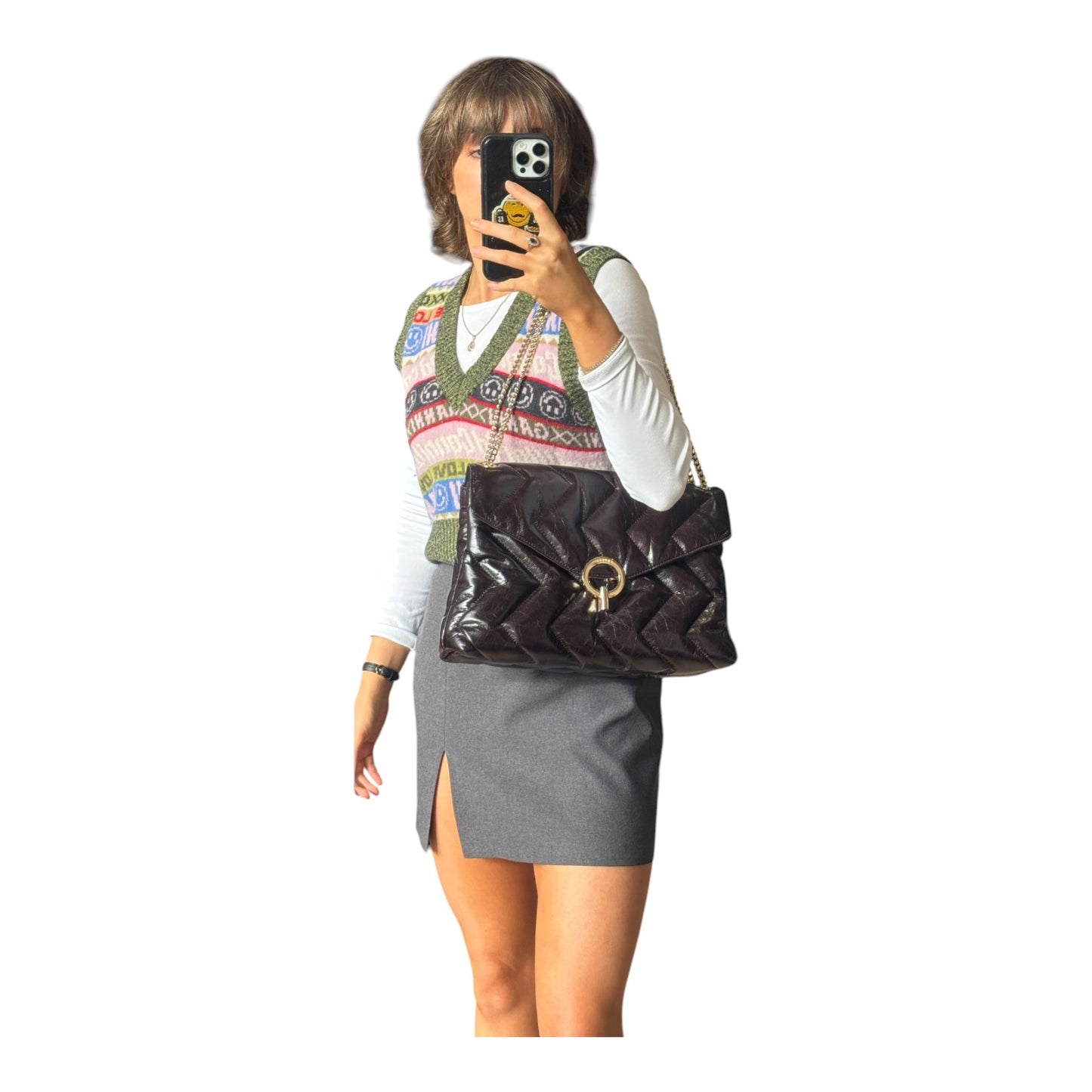 Sandro Yza Bag in Chocolate Brown