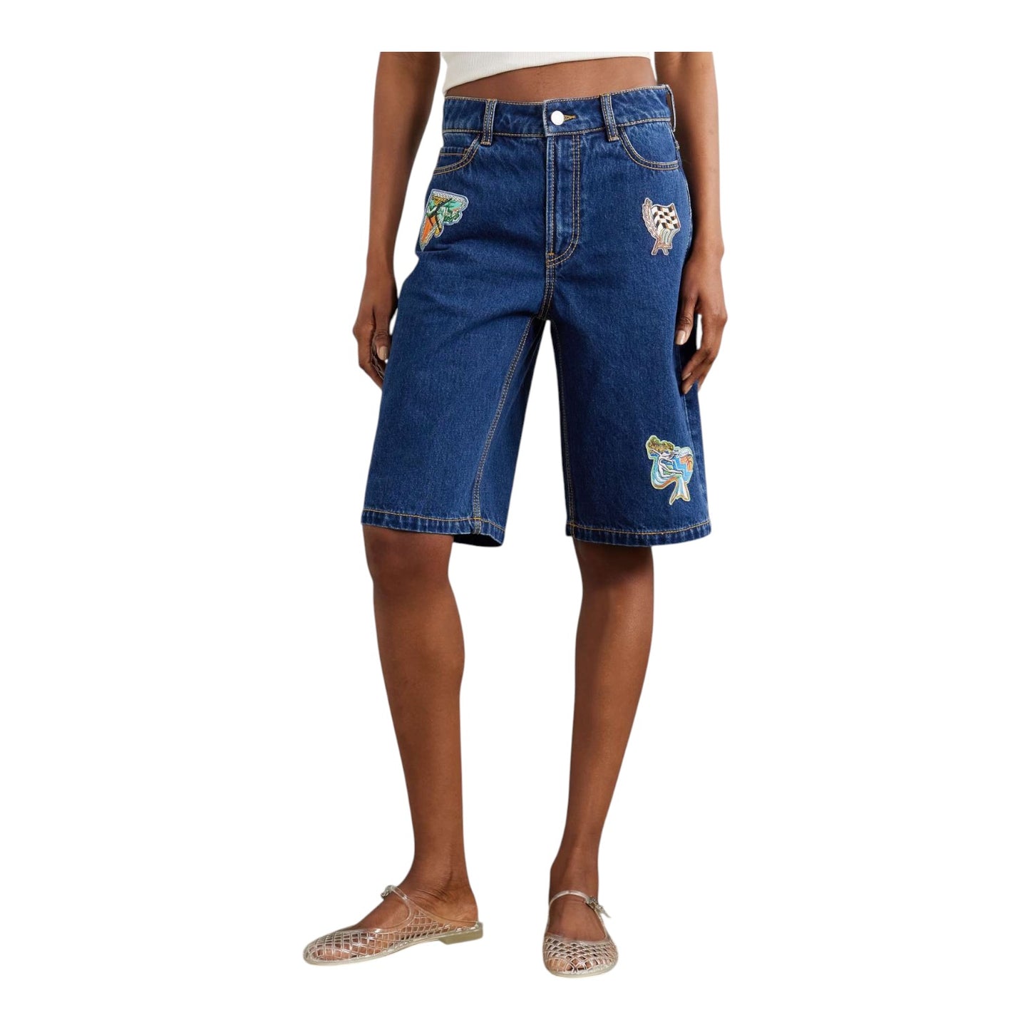 Alémais Speedy Appliquéd Denim Shorts - 14/16