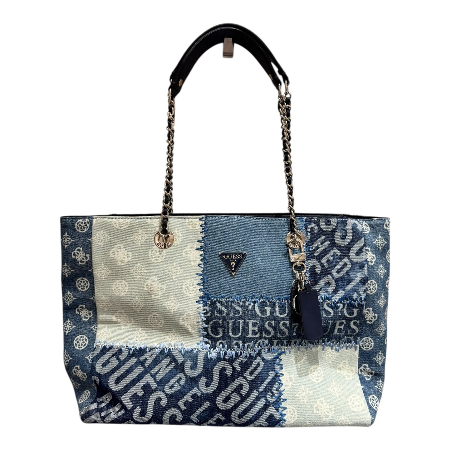 Guess Cessily Denim Shopper Blue Multi Bag