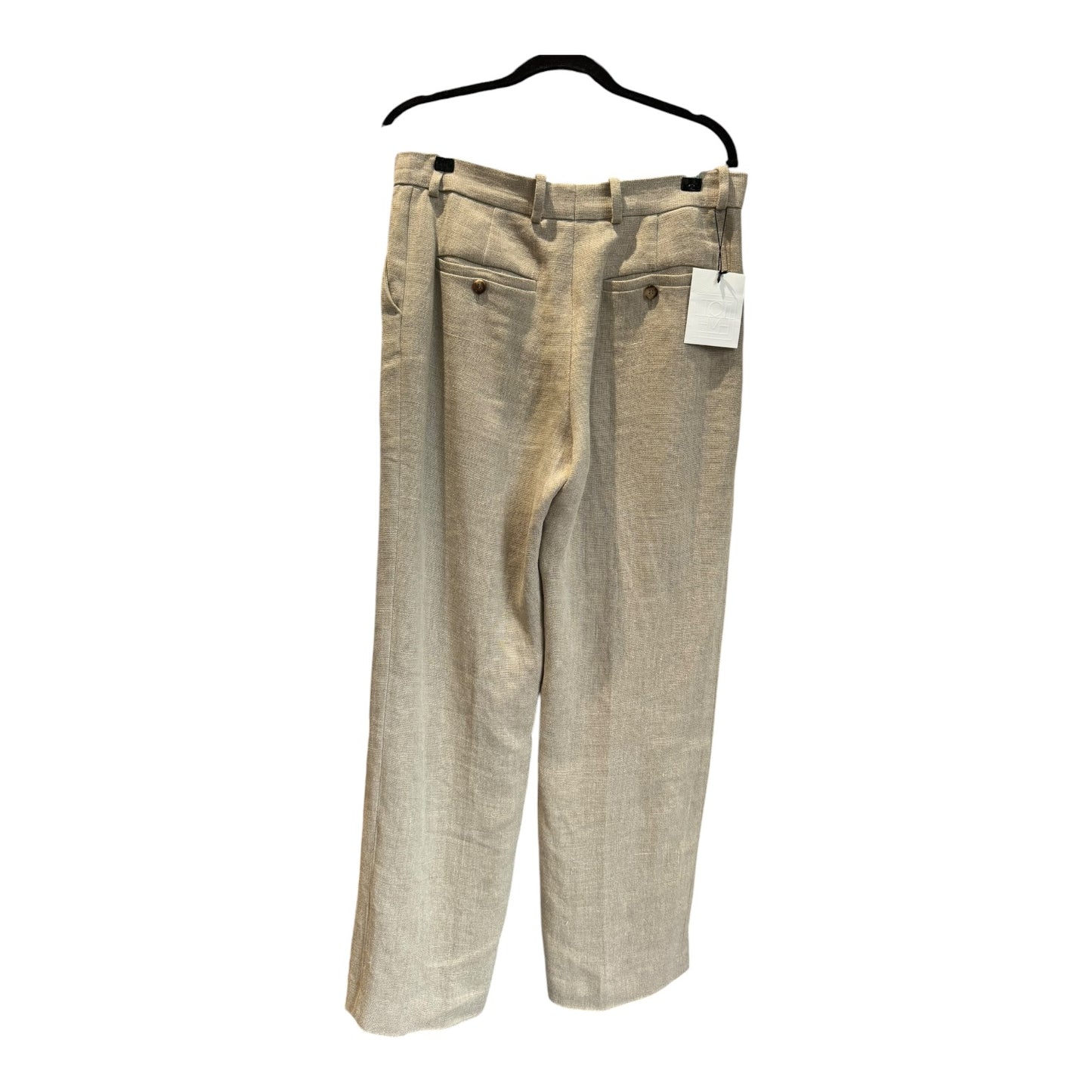 Totême Linen Mid-Waist Straight Trousers in Wheat Melange - 10 - NEW