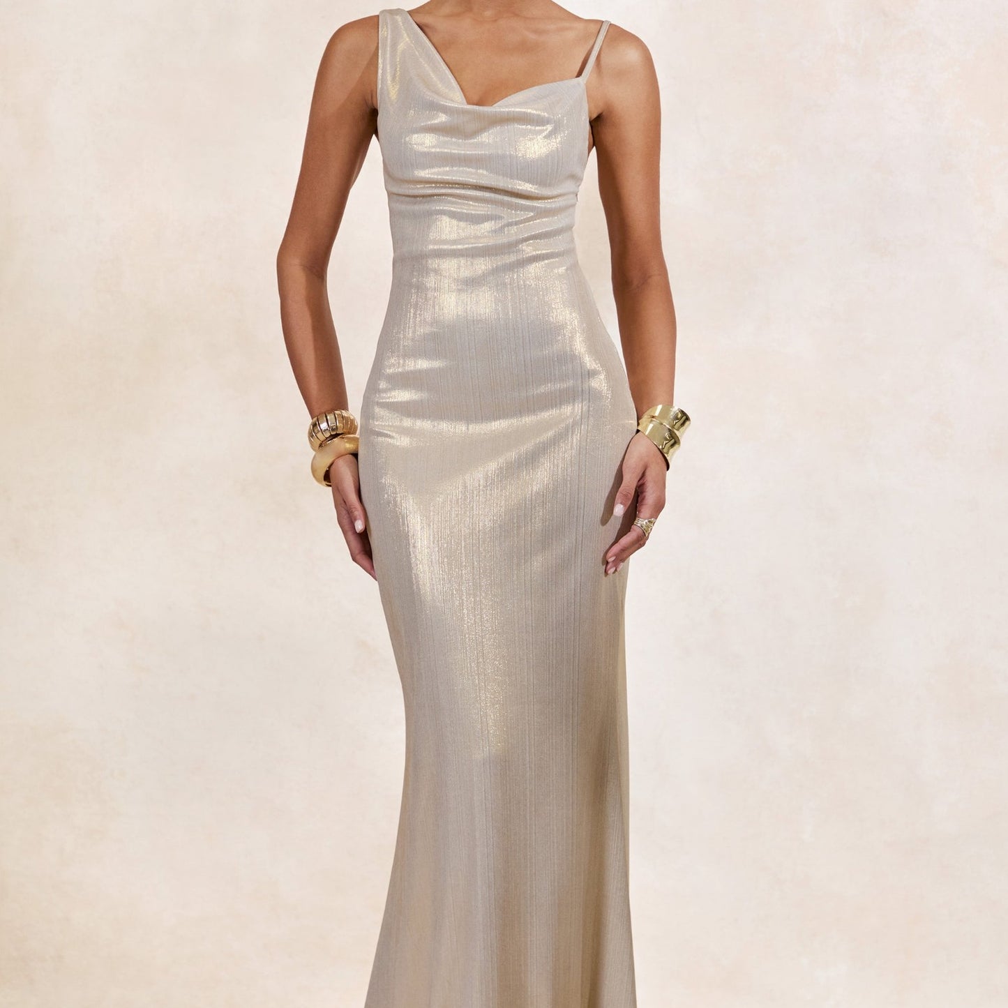 Club L London Champagne Evening Dress - 8