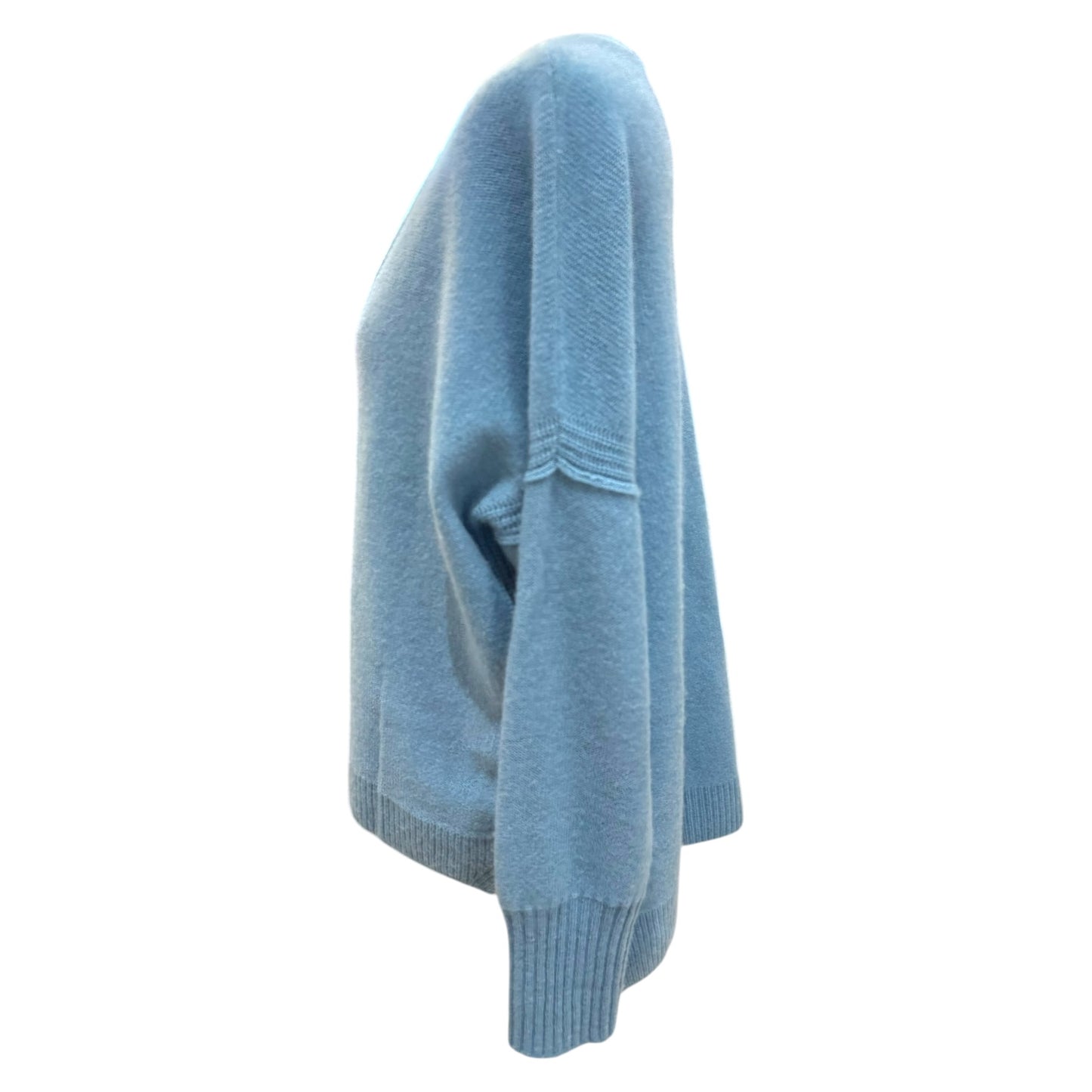 Van Kukil Duck Egg Blue Cashmere V Neck Jumper - 12/14