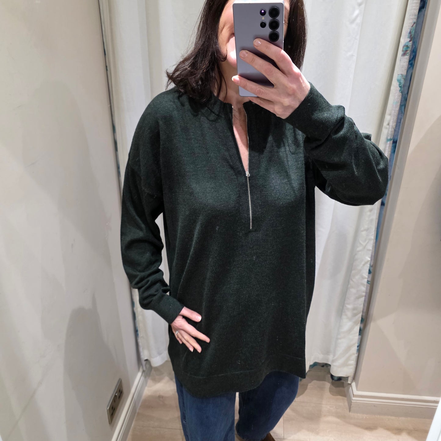 Joseph Half Zip Wool Sweater - M