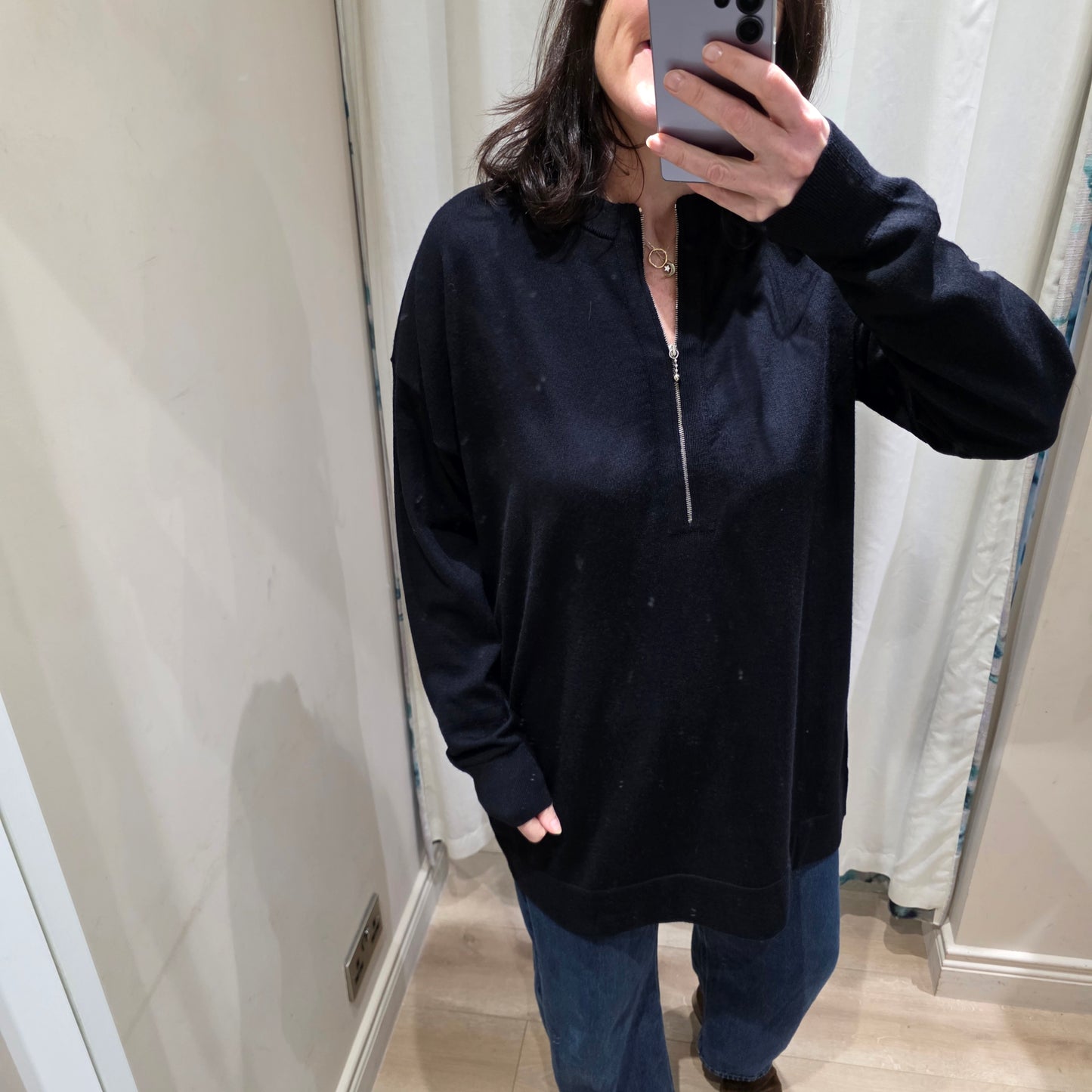 Joseph Navy Half Zip Sweater  - Medium