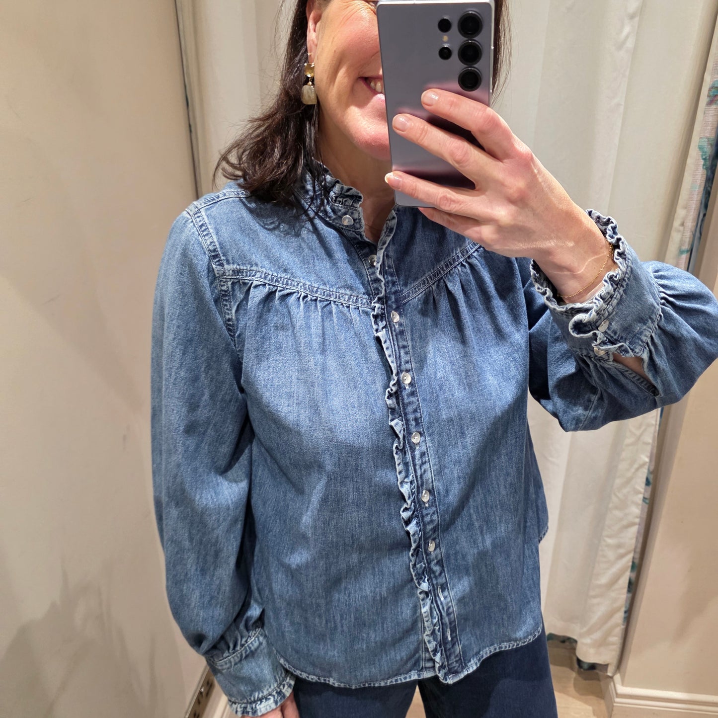 Mint Velvet Denim Blouse  - Large