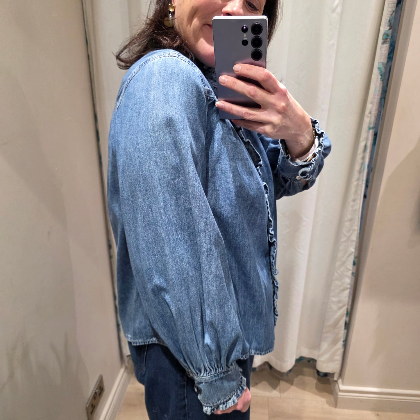 Mint Velvet Denim Blouse  - Large
