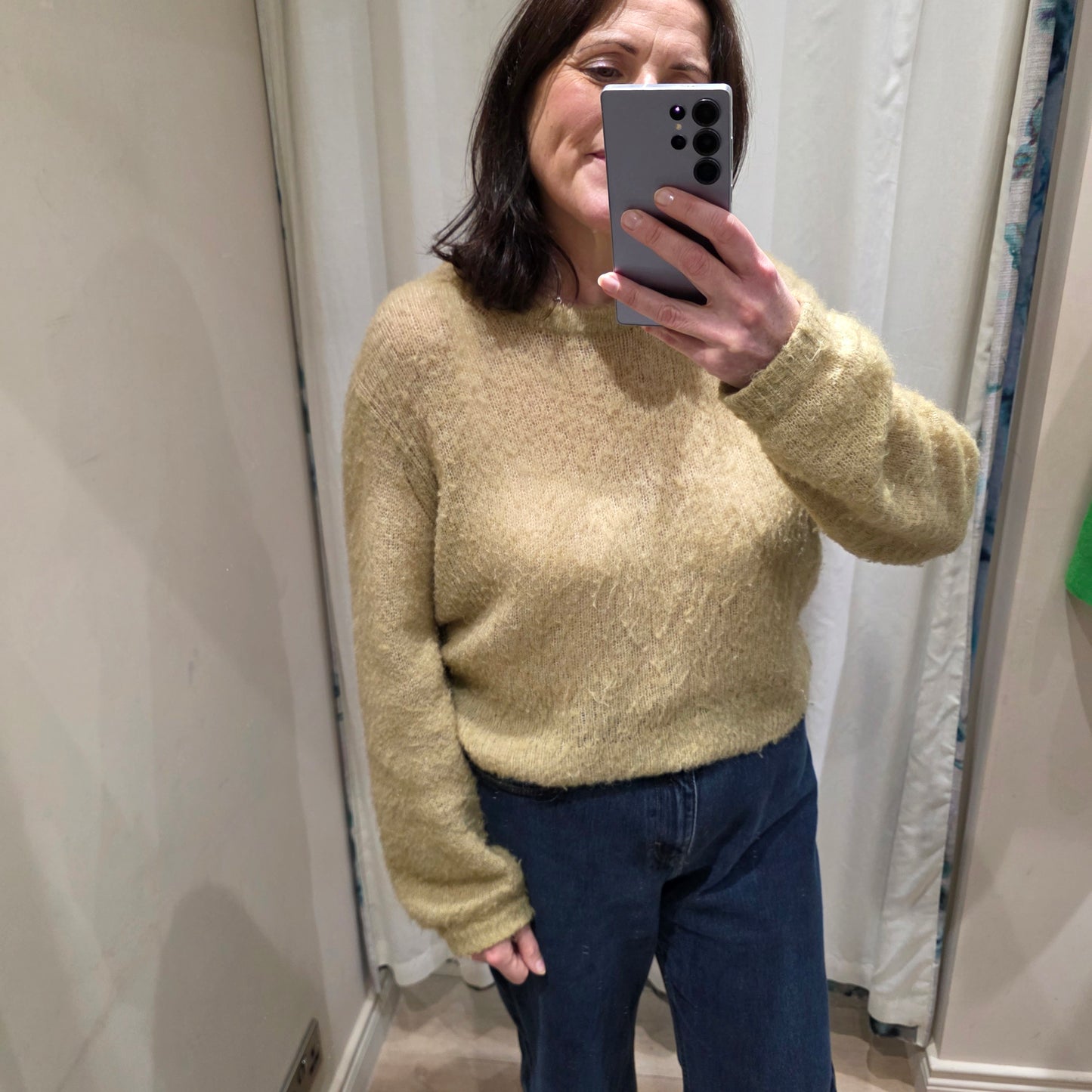 American Vintage Gold Crop Knit Sweater  - Small