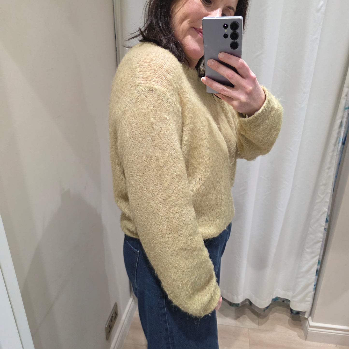 American Vintage Gold Crop Knit Sweater  - Small