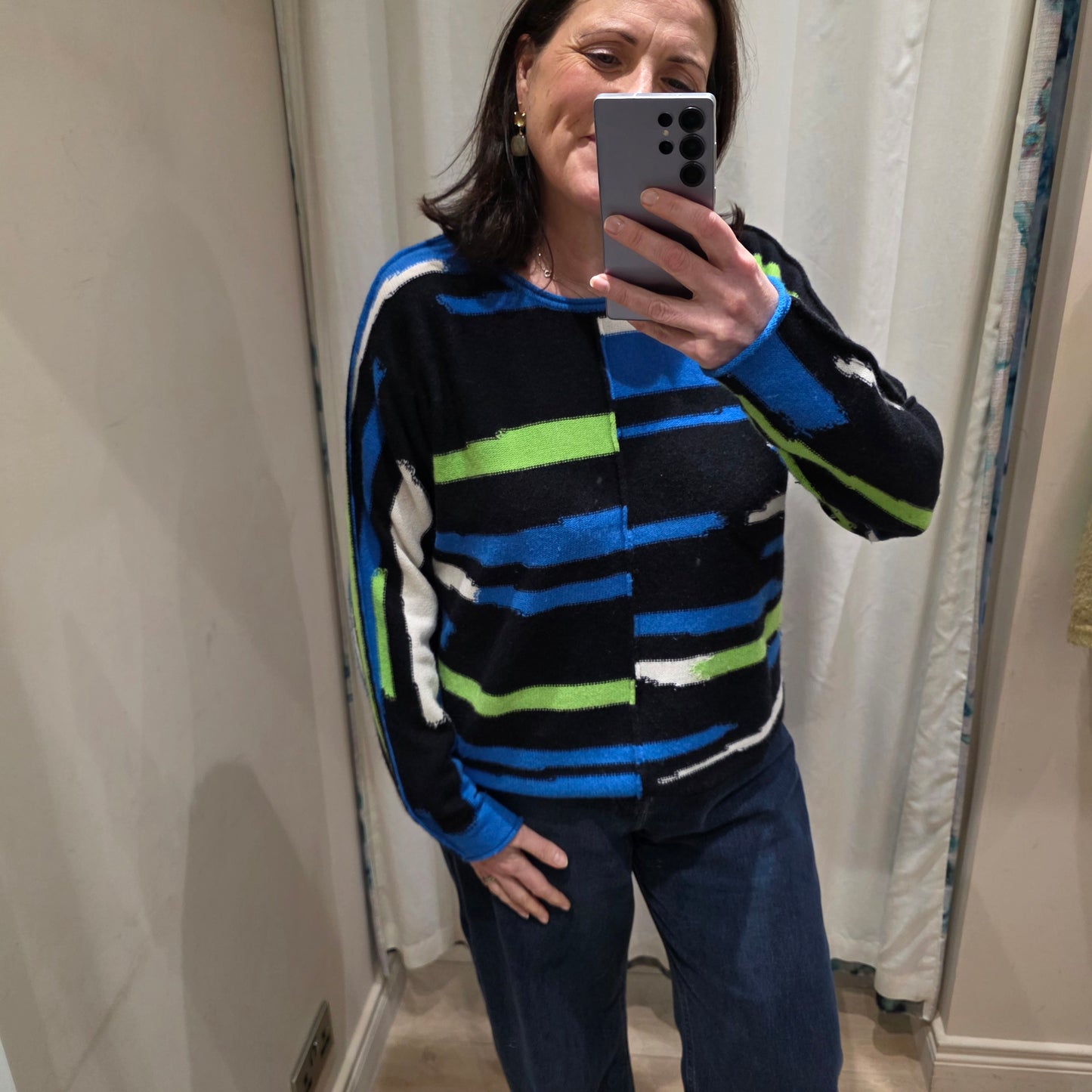 Marc Cain Blue and Green Wool and Cashmere Blend Sweater - 16