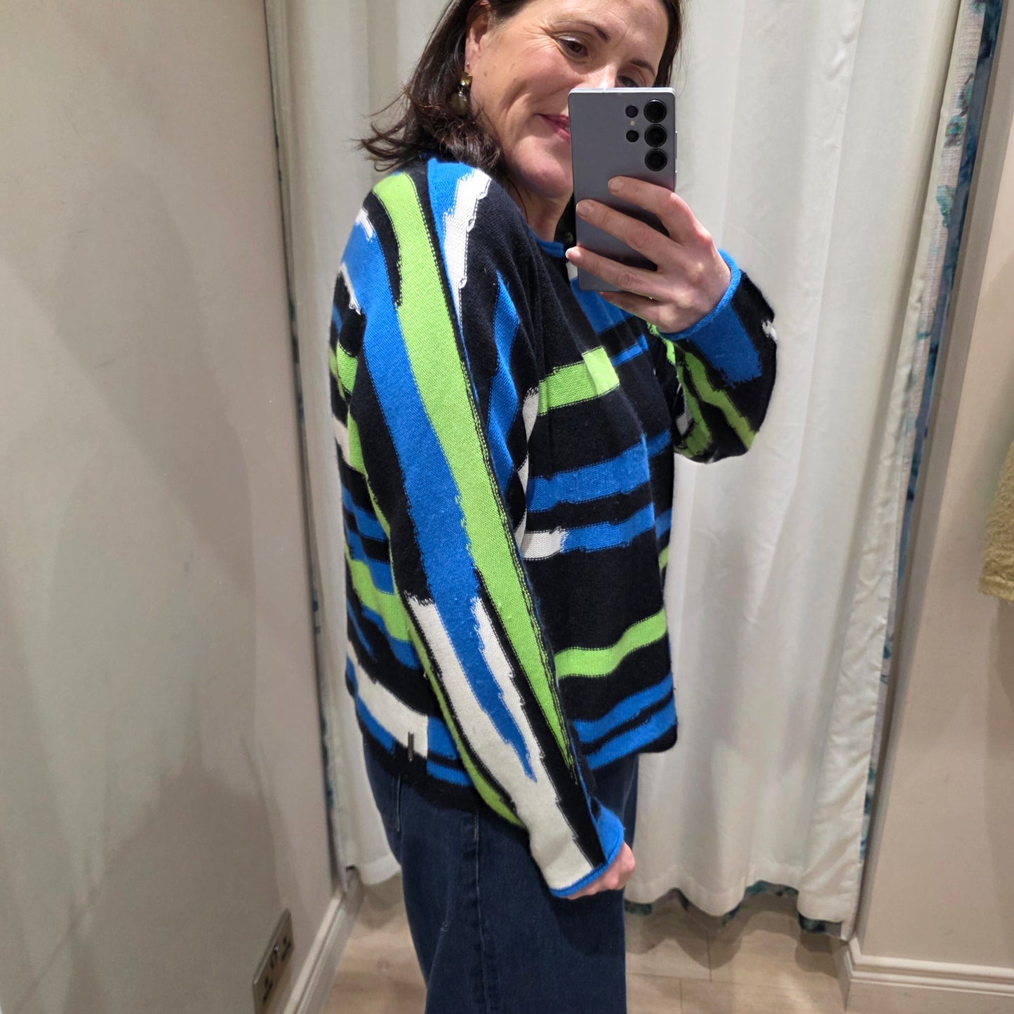 Marc Cain Blue and Green Wool and Cashmere Blend Sweater - 16