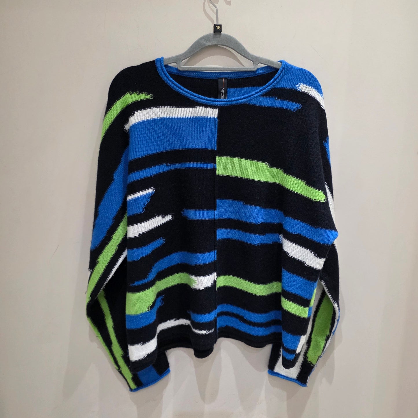Marc Cain Blue and Green Wool and Cashmere Blend Sweater - 16