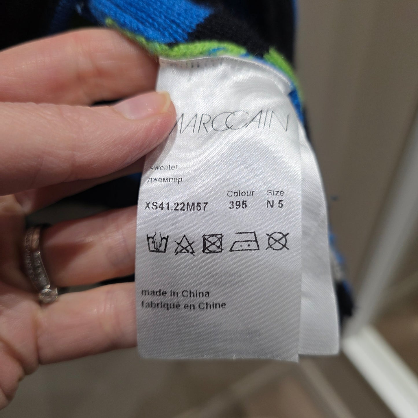 Marc Cain Blue and Green Wool and Cashmere Blend Sweater - 16