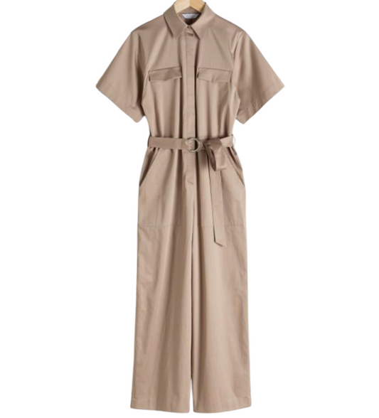 & Other Stories Beige Belted Jumpsuit, Size 8