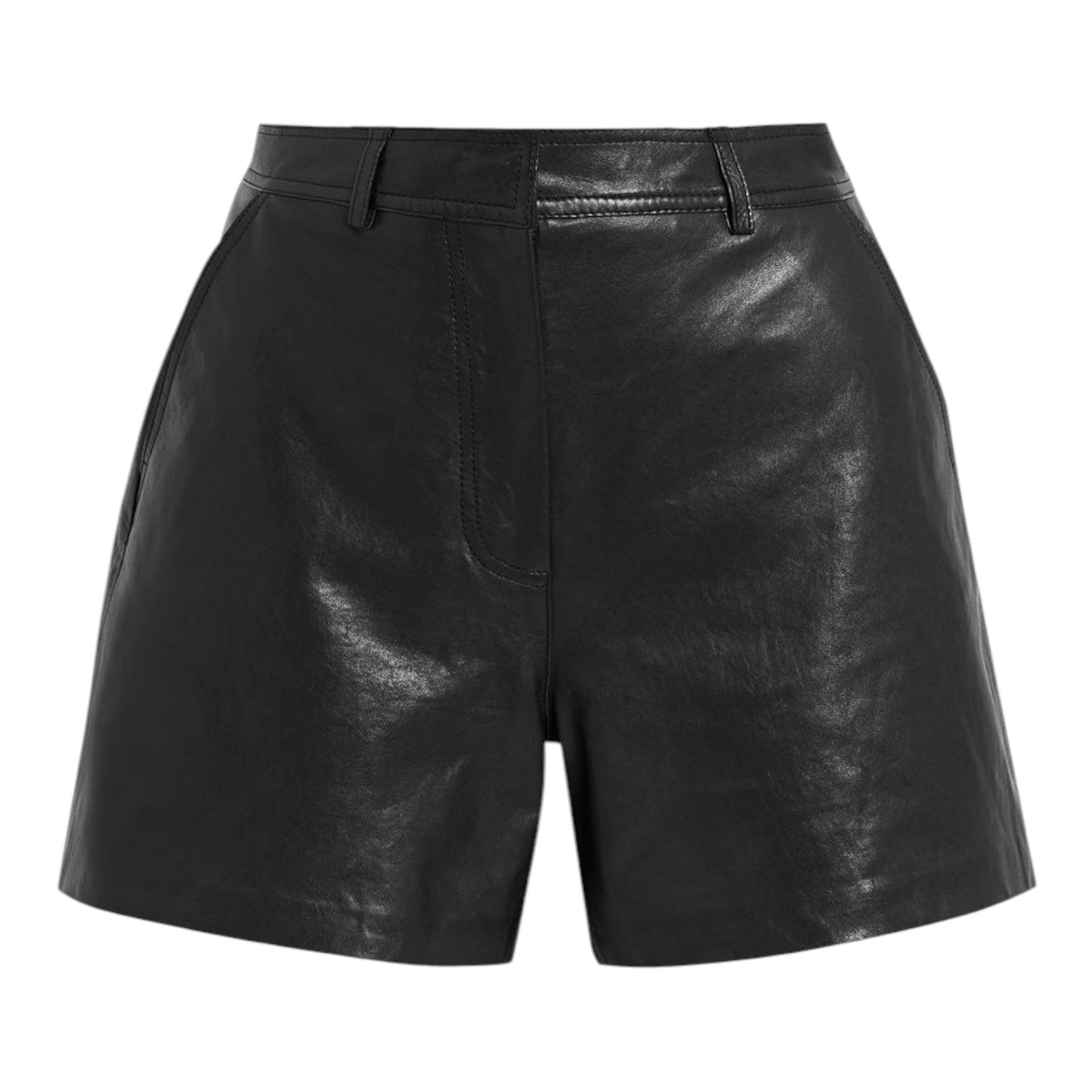 Weekend Max Mara Black Virgola Leather Shorts - 10 - NEW